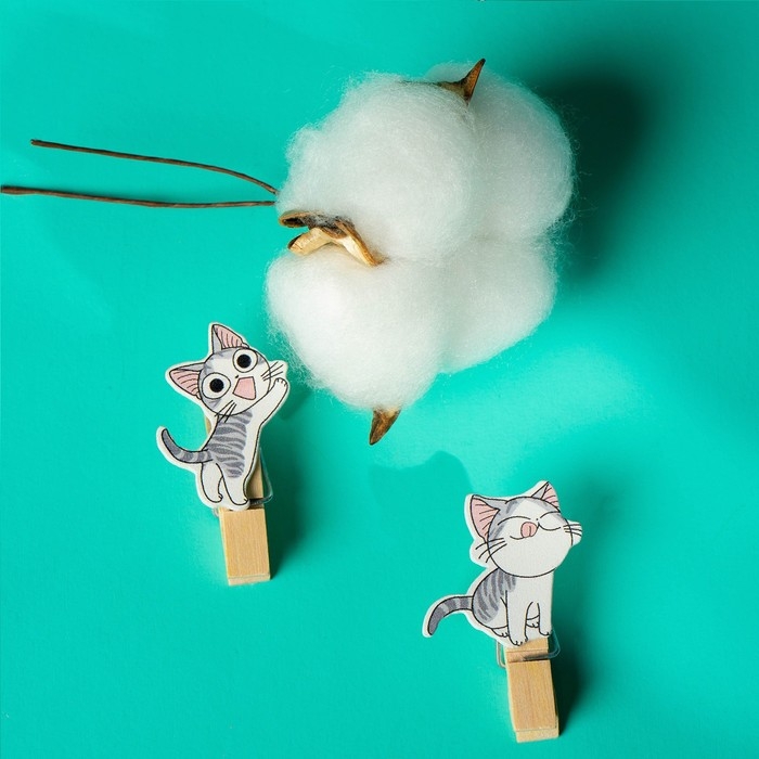 Набор для фото и декора «Котята», в наборе прищепки 10 шт., верёвка 100 см Набор для фото и декора «Котята», в наборе прищепки 10 шт., верёвка 100 см