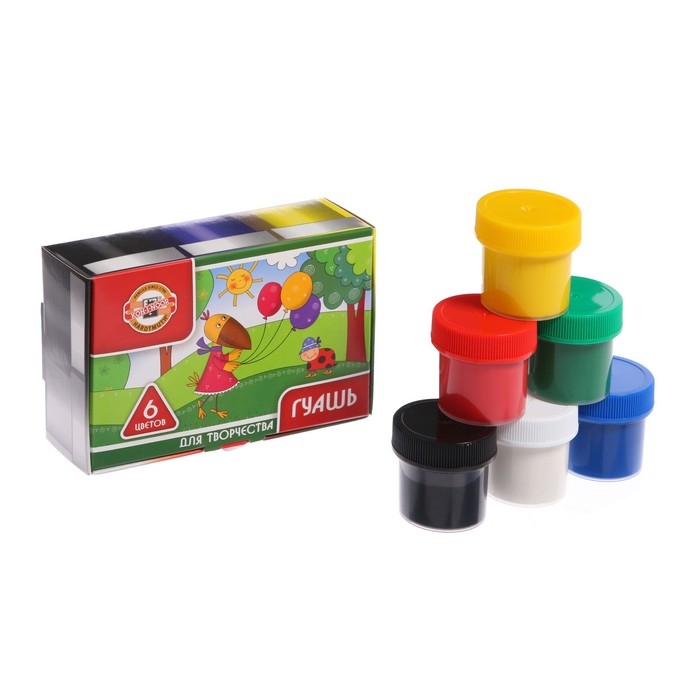 Гуашь 6 цветов х 25 мл, Koh-I-Noor, в картонной коробке Гуашь 6 цветов х 25 мл, Koh-I-Noor, в картонной коробке