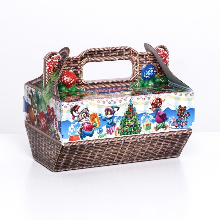 Новый год. Подарочная коробка Новый год. Подарочная коробка "Лукошко" 28 x 15,1 x 20,8 см.