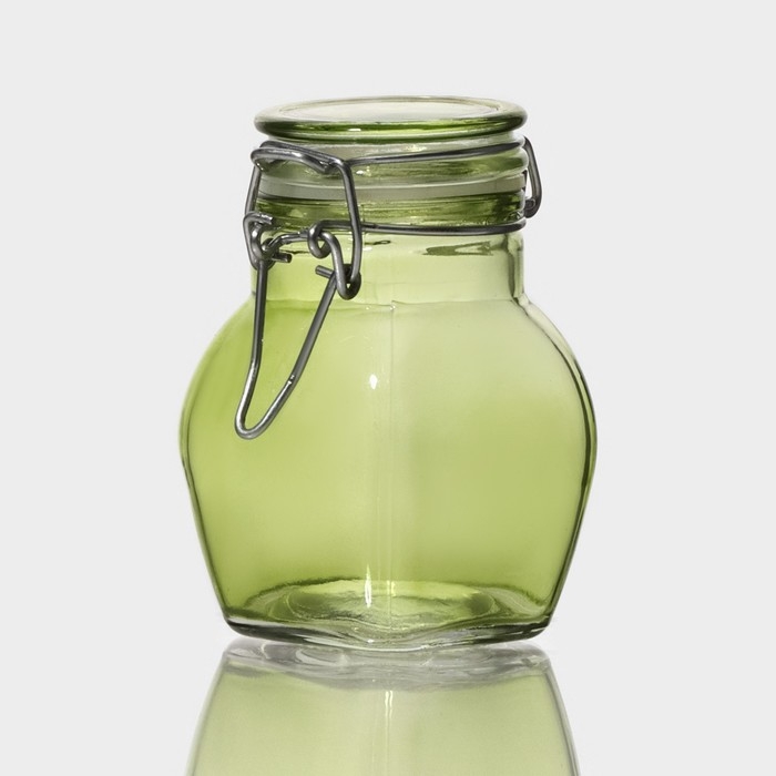 Банка стеклянная для хранения сыпучих продуктов &laquo;Овал&raquo;, 100 мл, 6&times;8,5 см, с бугельным замком, цвет МИКС