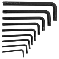 Набор ключей ТУНДРА black, TORX Tamper, CrV, TT10 - TT50, 9 шт.