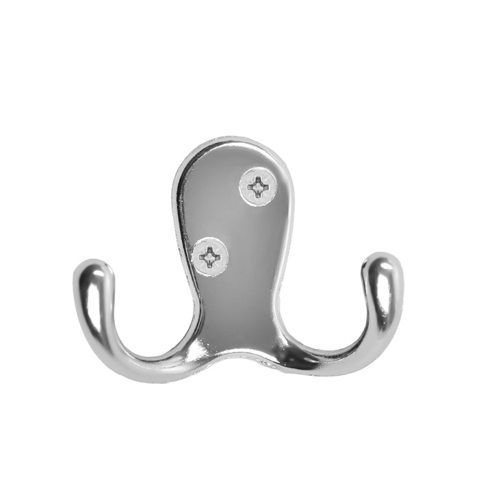 Крючок мебельный ТУНДРА TKD026, двухрожковый, хром Крючок мебельный ТУНДРА TKD026, двухрожковый, хром