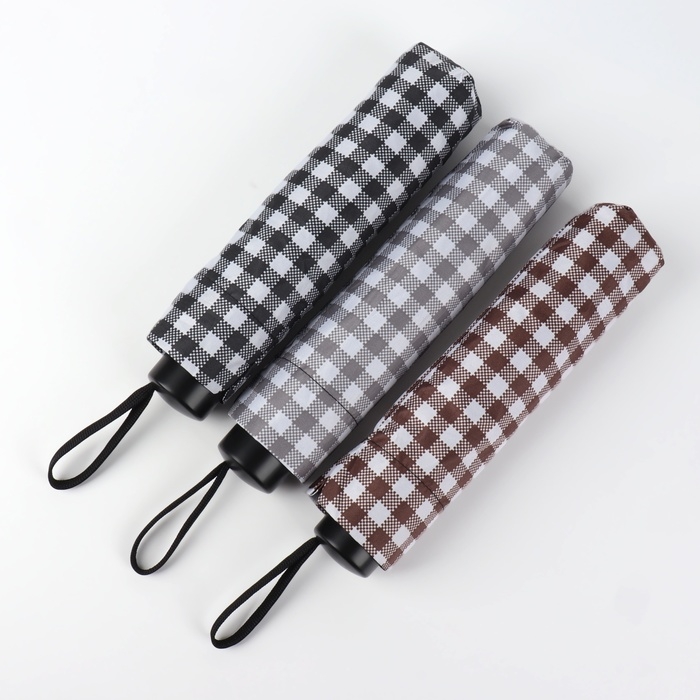 Зонт механический &laquo;Мелкая клетка&raquo;, эпонж, 4 сложения, 8 спиц, R = 47/55 см, D = 110 см, цвет МИКС