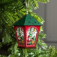 Ёлочная игрушка &laquo;Фонарь с Дедом Морозом&raquo;, от батареек, свечение тёплое белое