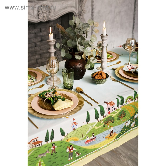 Набор столовый Этель "Тоскана", скатерть 110х150 см, салфетки 40х40 см-4шт, 100% хлопок