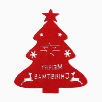 Новый год.Декор столовых предметов "Елка" цв.красный 20х17см 100%п/э, фетр