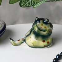 Сувенир жабка, гжель, цвет, 5.5х8 см