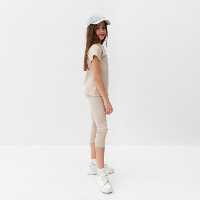 Комплект для девочки (майка и велосипедки) MINAKU, цвет бежевый, рост 140 см