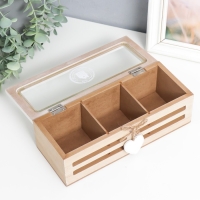 Шкатулка дерево с делениями "Сердечко на верёвке" 9,5х24х7 см