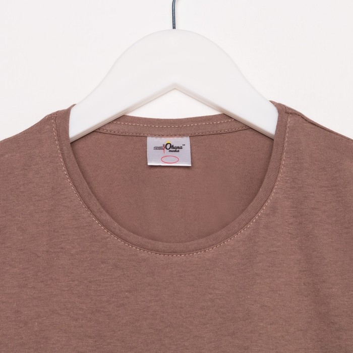 Футболка мужская с принтом, цвет светло-коричневый, размер 44