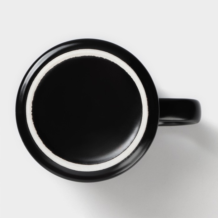 Кружка керамическая с ложкой &laquo;Чёрный мрамор&raquo;, 350 мл, цвет чёрный