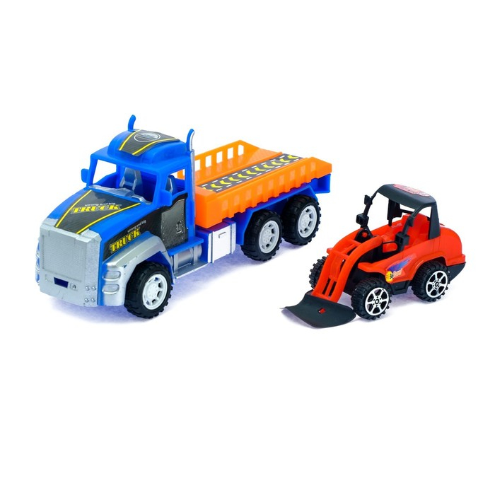 Грузовик инерционный «Перевозчик» с погрузчиком, цвета МИКС Грузовик инерционный «Перевозчик» с погрузчиком, цвета МИКС