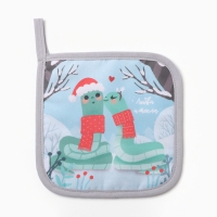 Новый год. Символ года. Змея. Прихватка Доляна "Любви и тепла" 17х17 см, 35% хл, 65% пэ, ватин 250 г/м2