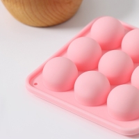 Форма для льда Доляна &laquo;Шары&raquo;, 10,5&times;10,5&times;2 см, 9 ячеек (d=1,9 см), цвет розовый