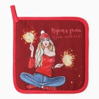 Новый год. Прихватка Доляна "Пусть зима будет теплой"  17х17см, 35% хл,65% п/э