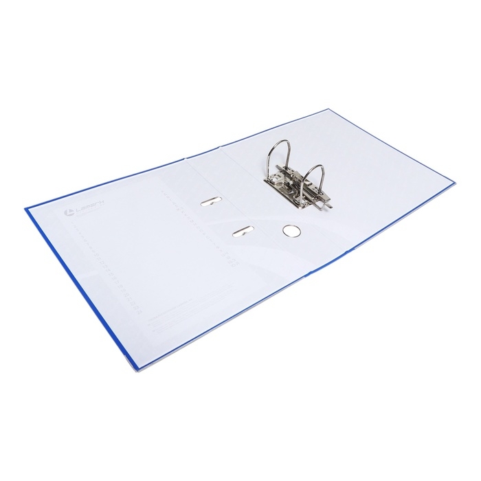 Папка-регистратор А4, 75 мм, Calligrata, ПВХ, тиснение "лен", металлическая окантовка, карман на корешок, собранная, синяя, микс