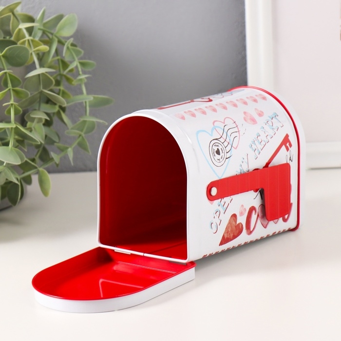 Шкатулка металл почтовый ящик Шкатулка металл почтовый ящик "Путешествия" белая 13,3х8х9,5 см