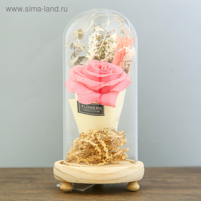 Ночник "Колба с розой в букете" LED 3ААА МИКС 19х9,5х9,5 см RISALUX