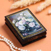 Шкатулка &laquo;Пионы в вазе&raquo;, 10&times;14 см, лаковая миниатюра