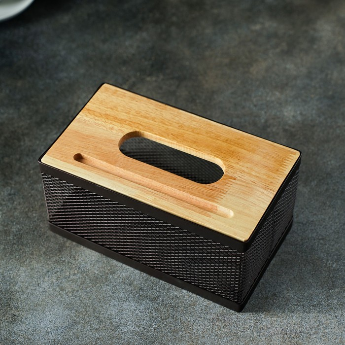 Салфетница «Эстетика», 21×12×10 см, цвет коричневый Салфетница «Эстетика», 21×12×10 см, цвет коричневый