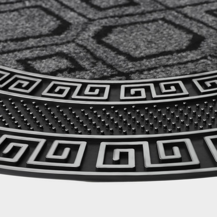 Коврик придверный полукруглый Доляна &laquo;Меандр&raquo;, 45&times;75 см, цвет серебряный