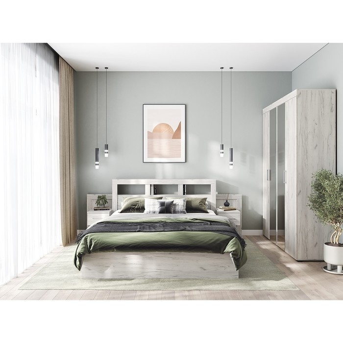 Кровать Гранд с/м 1600х2000, 1672х2210х950, Дуб крафт белый