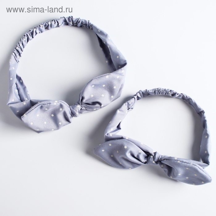 Повязка на голову для мамы и дочки &laquo;Набор для фотосессии: горошек&raquo;, 2 шт., цв. серый, M&B