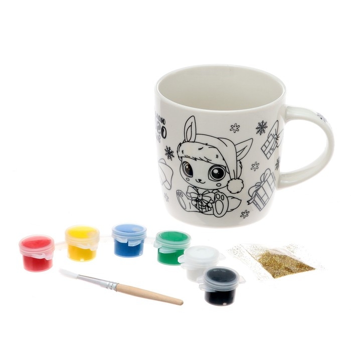 Кружка под раскраску на новый год &laquo;Много подарков&raquo;, 300 мл, новогодний набор для творчества