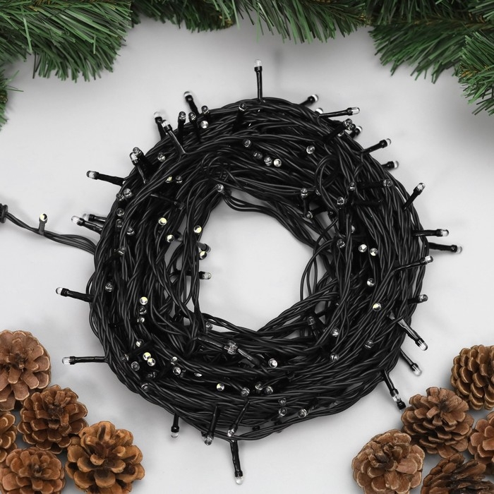 Гирлянда «Нить» 20 м, IP44, тёмная нить, 200 LED, свечение бело-синее, мигание, 220 В Гирлянда «Нить» 20 м, IP44, тёмная нить, 200 LED, свечение бело-синее, мигание, 220 В