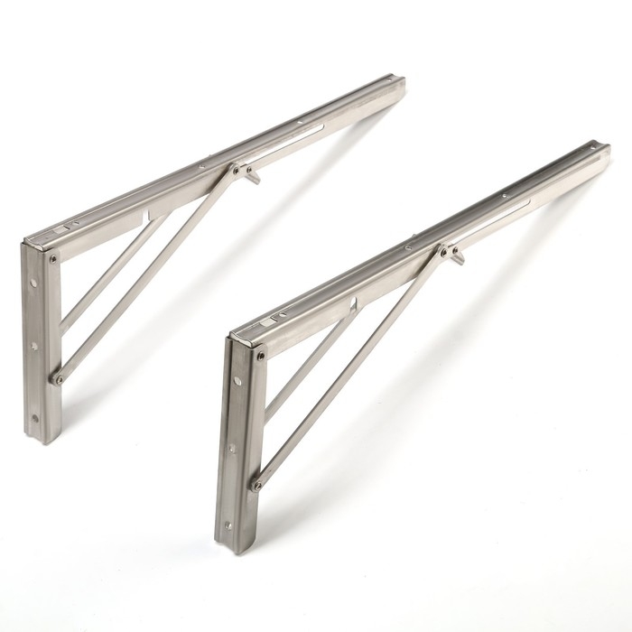 Кронштейн складной для столов и полок ТУНДРА, 2 шт., длина 500 мм, нержавеющая сталь Кронштейн складной для столов и полок ТУНДРА, 2 шт., длина 500 мм, нержавеющая сталь