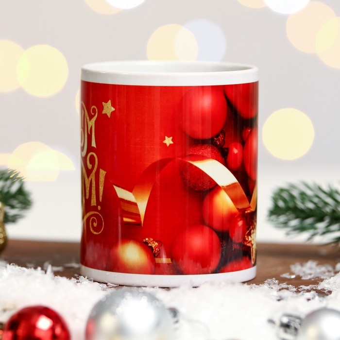 Кружка &laquo;С Новым Годом!&raquo; игрушки, красный фон, 320 мл