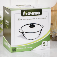 Казан &laquo;Гранит Stаr&raquo;, 5 л, стеклянная крышка, литые ручки, антипригарное покрытие, цвет серый