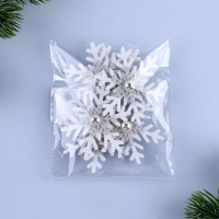 Новогодний декор &laquo;Снежинка&raquo;, цвет белый с серебром, набор 6 шт.