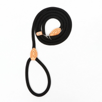 Поводок-удавка 150 х 1 см, полиэстер и натуральная кожа, чёрный Поводок-удавка 150 х 1 см, полиэстер и натуральная кожа, чёрный