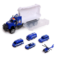 Грузовик инерционный «Полиция», с техникой, МИКС Грузовик инерционный «Полиция», с техникой, МИКС