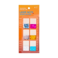 Блок-закладки с липким краем пластик 20 листов Блёстки 42 х 25 мм  с линейкой