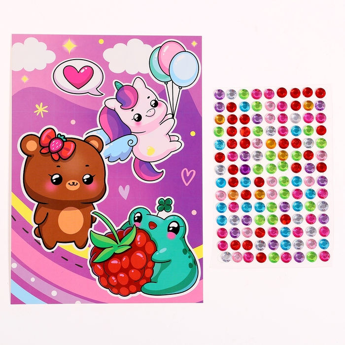 Аппликация стразами для детей &laquo;Милахи&raquo;, А6, набор для творчества