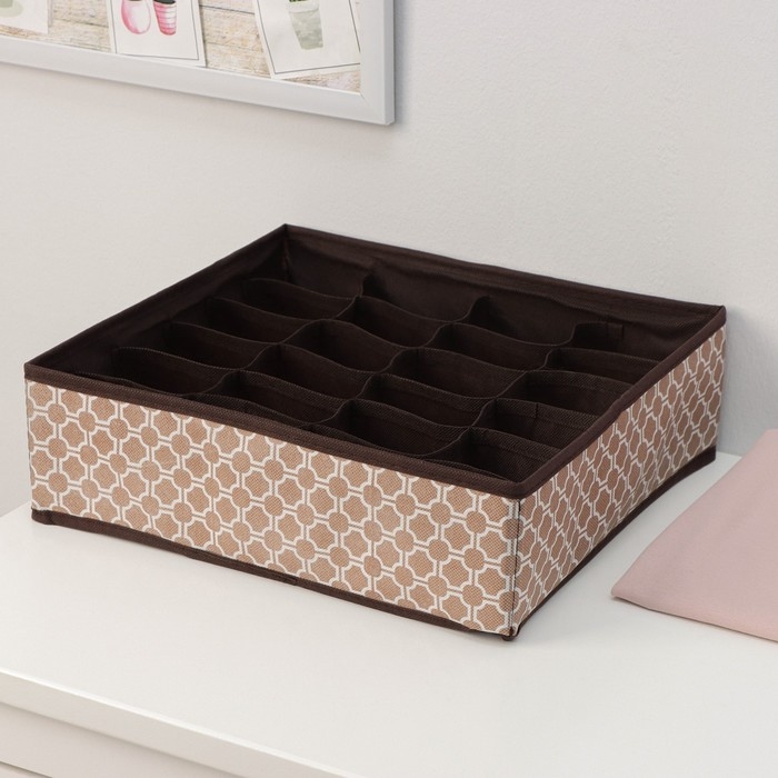 Органайзер для хранения белья Доляна &laquo;Браун&raquo;, 24 ячейки, 30&times;33&times;10 см, цвет коричневый