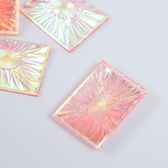 Декор для творчества пластик  "Вспышка" голография розовый набор 6 шт 4х3 см