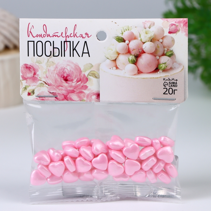 Кондитерская посыпка &laquo;Пылкое сердце&raquo;, розовая, 20 г