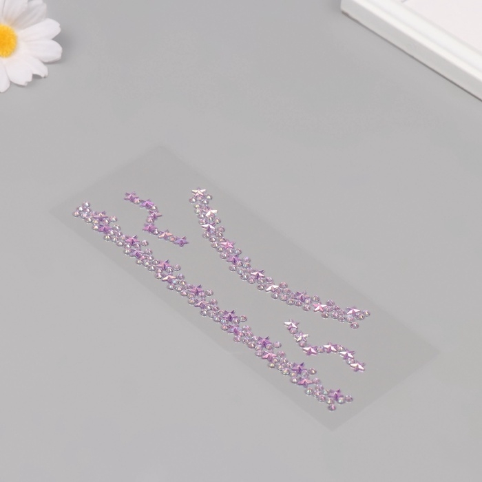 Наклейка пластик стразы "Чокер из звёзд" сиреневый 11,6х18 см