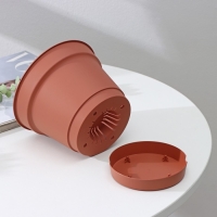 Горшок для цветов с поддоном Mint, 1,2 л, d=15 см, h=11,3 см, цвет терракотовый