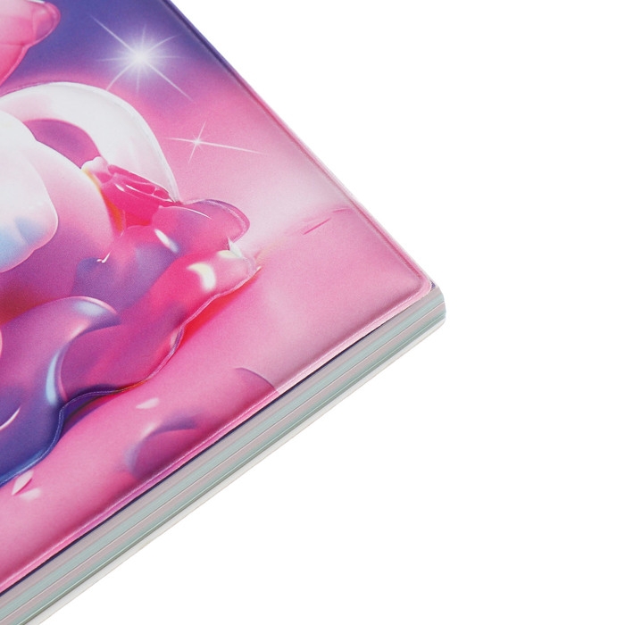 Записная книжка подарочная на гребне 80л,линия, цветной блок,обложка ПВХ 3D Кошка(17,6х13,5см)   105