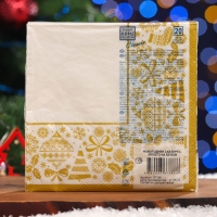 Новый год. Салфетки бумажные Home Classic "Новогодняя скатерть, Золото на белом",3 слоя, 20 листов Новый год. Салфетки бумажные Home Classic "Новогодняя скатерть, Золото на белом",3 слоя, 20 листов