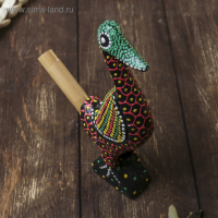 Сувенирный музыкальный инструмент "Свисток Утка" дерево, 2x10x17 см