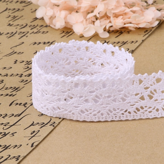 Кружево вязаное, 40 мм &times; 10 &plusmn; 1 м, цвет белый
