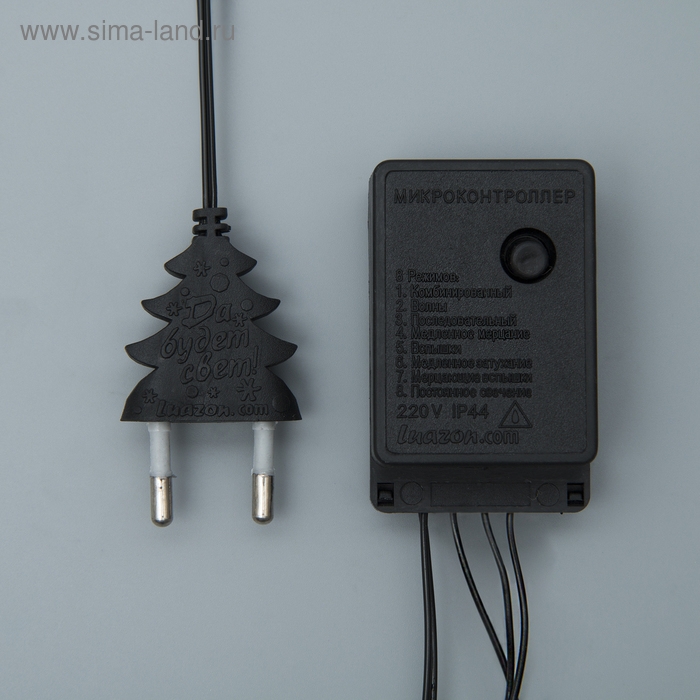 Гирлянда &laquo;Нить&raquo; 5 м, IP20, тёмная нить, 50 LED, свечение тёплое белое, 8 режимов, 220 В