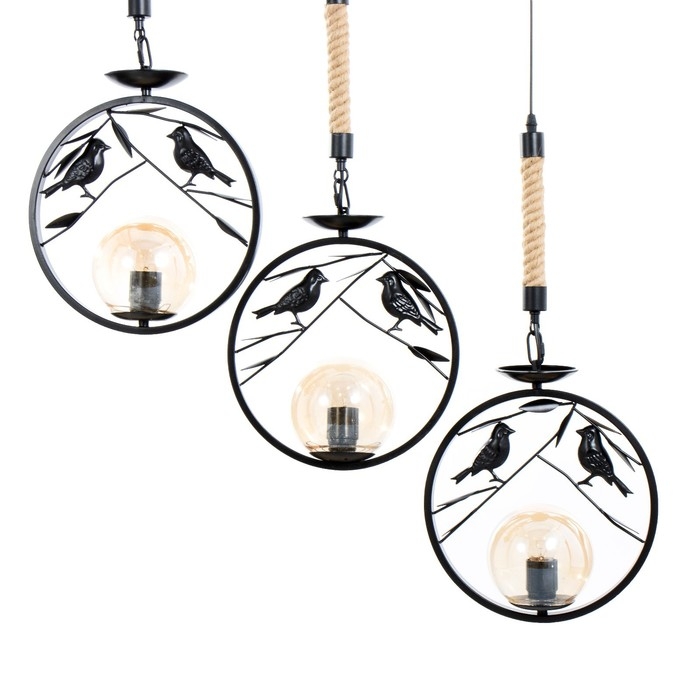 Светильник BayerLux "Птички" 3хЕ27 40Вт черный 73х14х55см