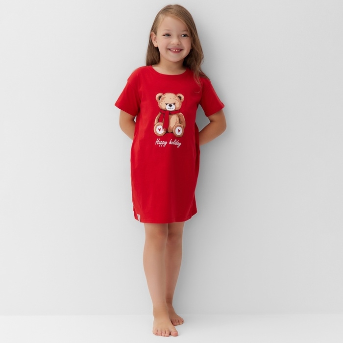 Футболка детская удлиненная KAFTAN "Мишка в шарфе" р.32 (110-116)