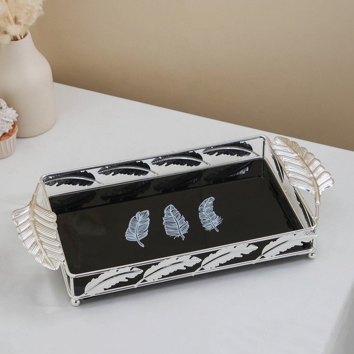 Подставка для десертов &laquo;Перо&raquo;, 35&times;22,5&times;6, цвет металла серебряный